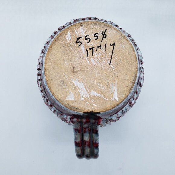 Italian Vintage 1960s Purple Grey Drip Brutalist Pottery Jug or Pitcher - Picture 2 of 9